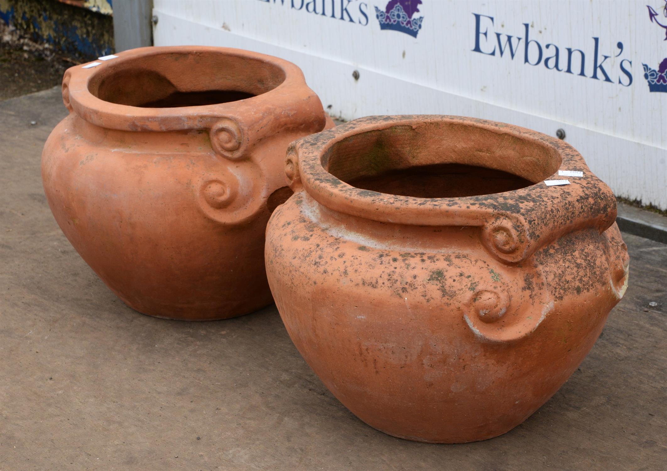 Pair of Compton style terracotta pottery jardinières, 20th Century, 33cm high (2) - Image 2 of 2