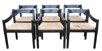 Vico Magistrelli (Italian, 1920-2006), set of six Carimate chairs, black colourway,