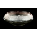 An Art Deco style cut glass bowl, signed by Jeffery J Burnett, American, with two Egyptian style