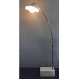 Unknown Designer, possibly Italian, a chromed metal and marble floor standing lamp, 198cm high
