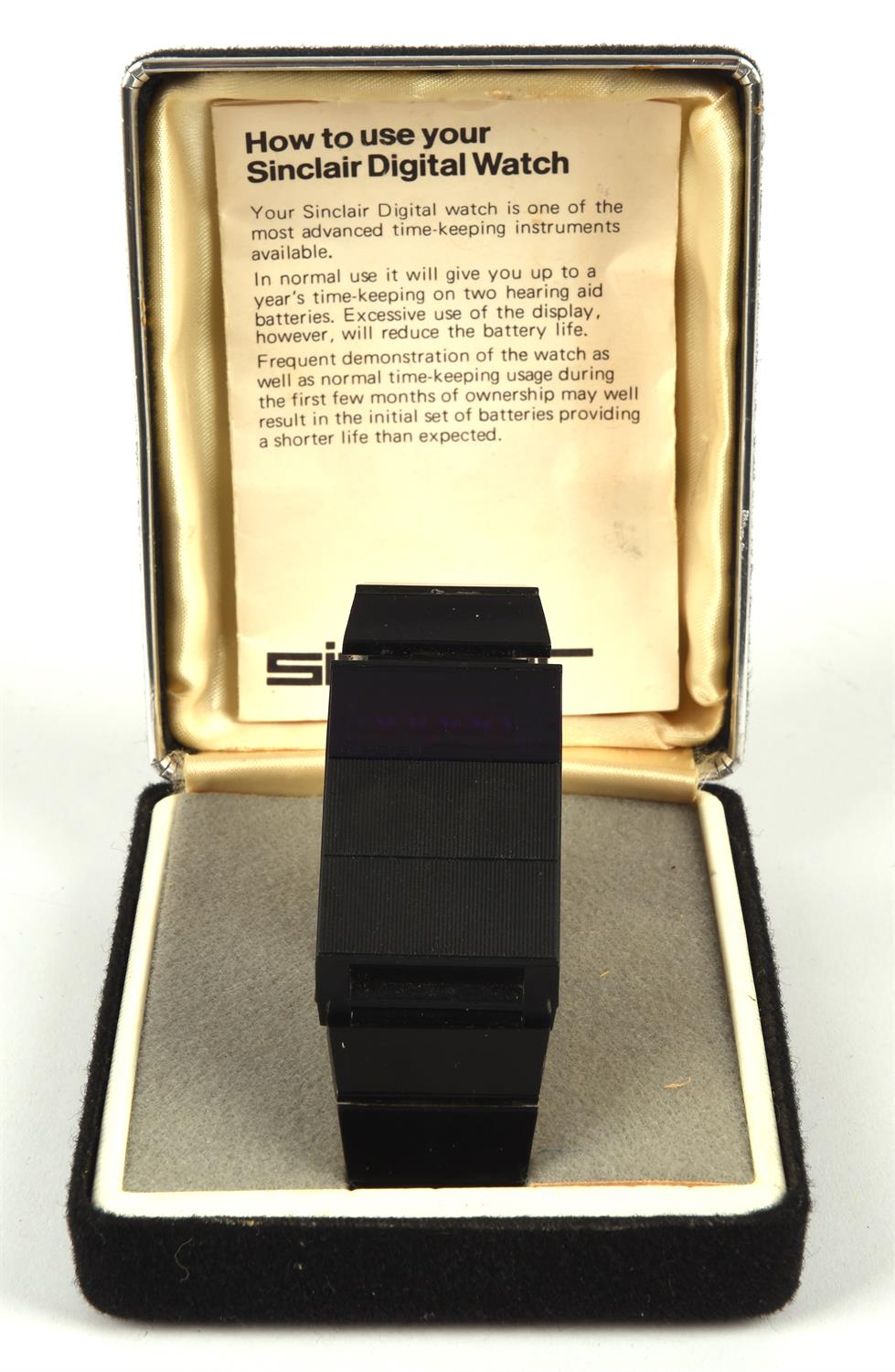 Sinclair Radionics, a black Sinclair watch, in case, with instruction book - Image 2 of 5