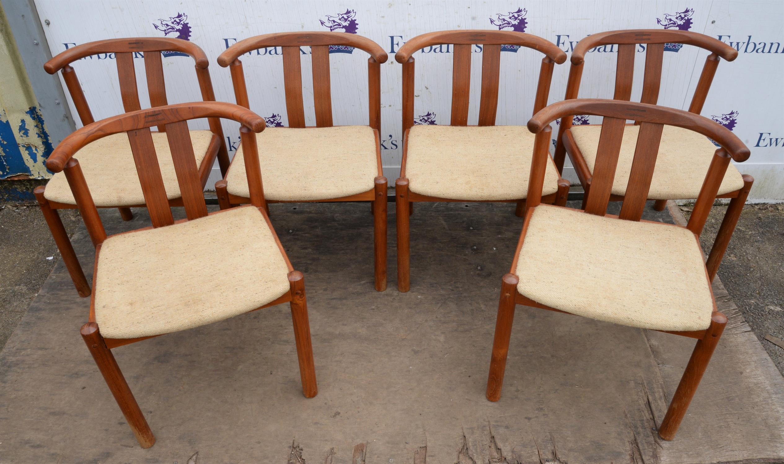 Hans J. Frydendal for Boltinge Stolefabrik, set of six Danish teak chairs, with cotton fabric seats, - Image 2 of 4