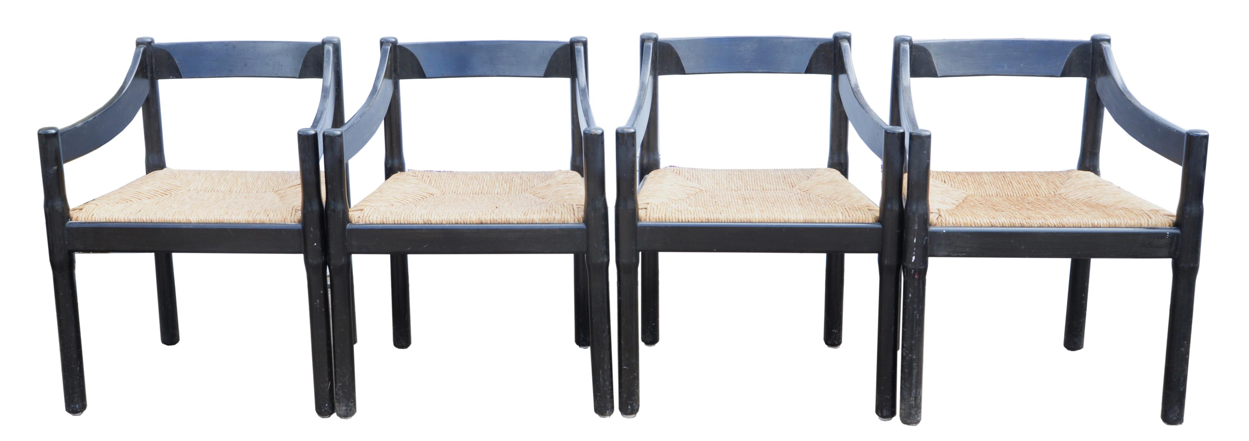 Vico Magistrelli (Italian, 1920-2006), set of four Carimate chairs, black colourway,