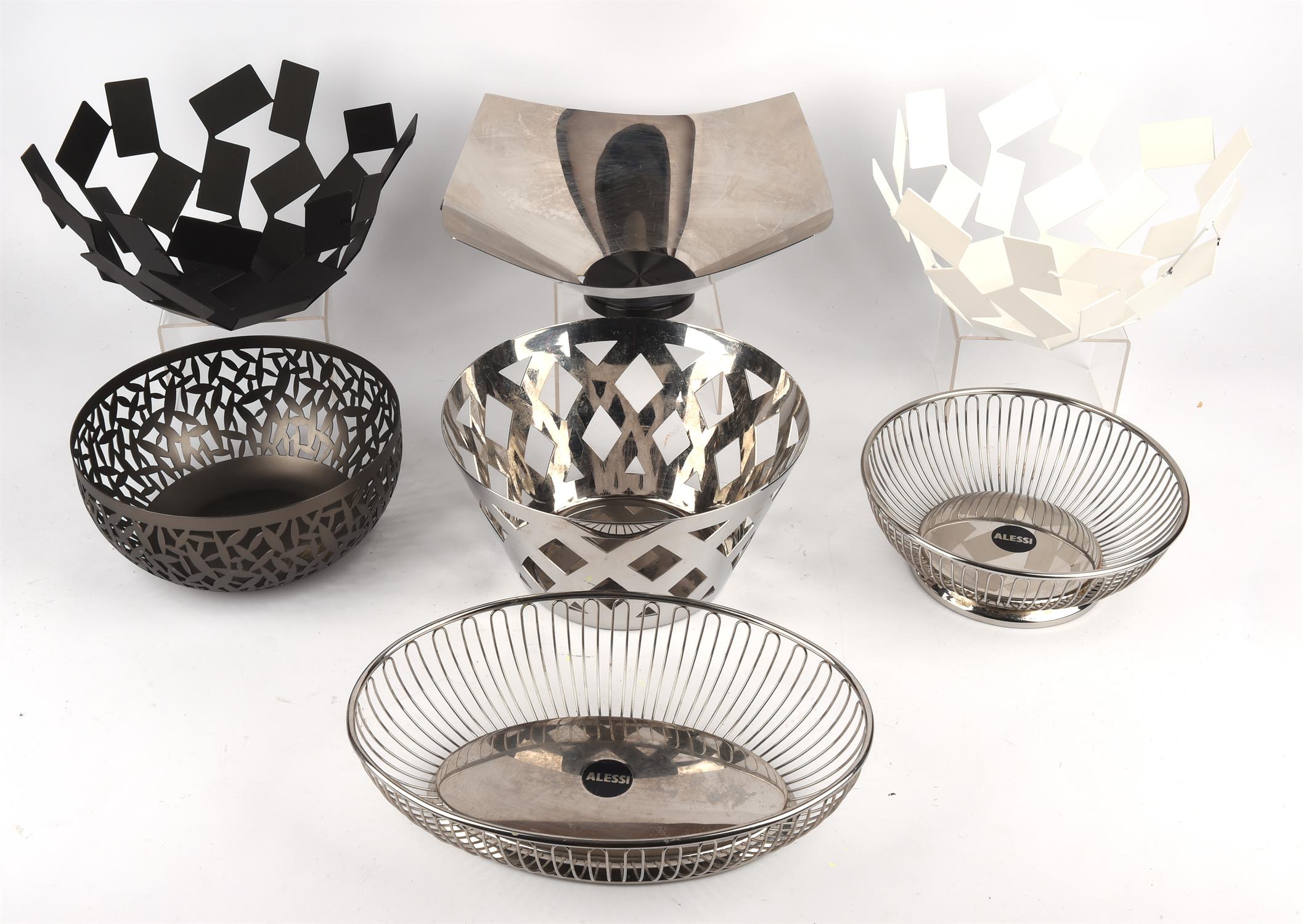 Mario Trimarchi for Alessi, a pair of black anodised metal bowls, together with a white bowl by the - Image 2 of 2