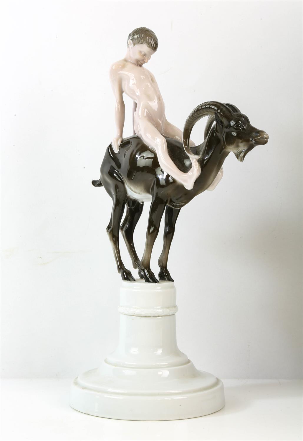 Ferdinand Liebermann (German, 1883-1941) for Rosenthal, a porcelain model of a boy and goat, - Image 2 of 3