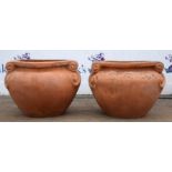 Pair of Compton style terracotta pottery jardinières, 20th Century, 33cm high (2)