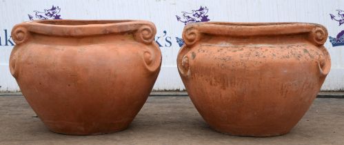 Pair of Compton style terracotta pottery jardinières, 20th Century, 33cm high (2)