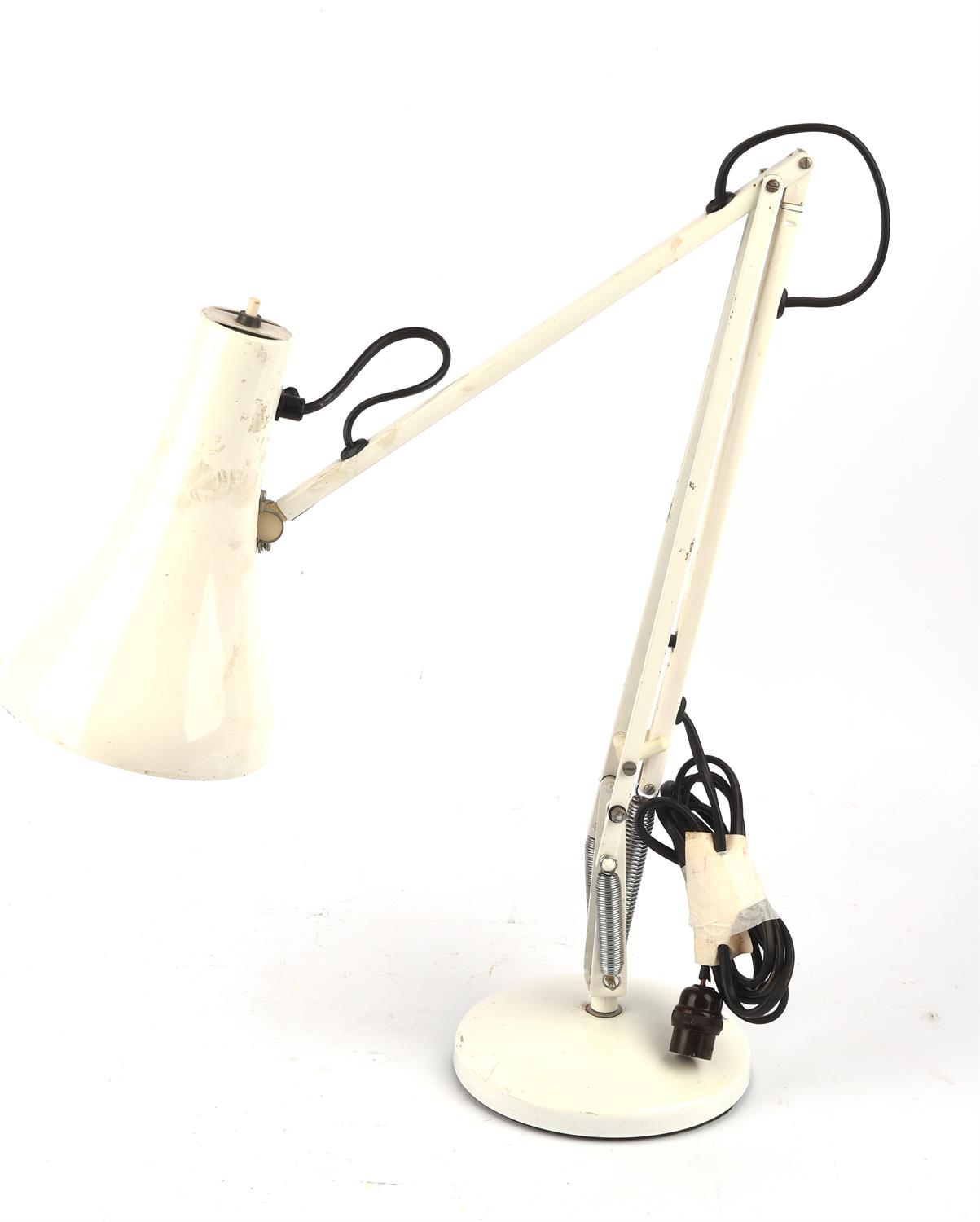 A mid-late 20th century Anglepoise table lamp in the manner of Herbert Terry, white painted with a