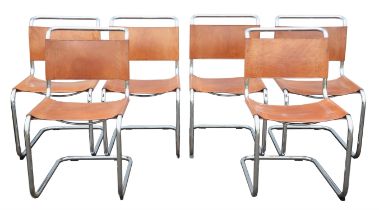 After Mart Stam, (Dutch, 1899-1986) for Fian, six Modell 33 cantilever chairs, chromed steel and