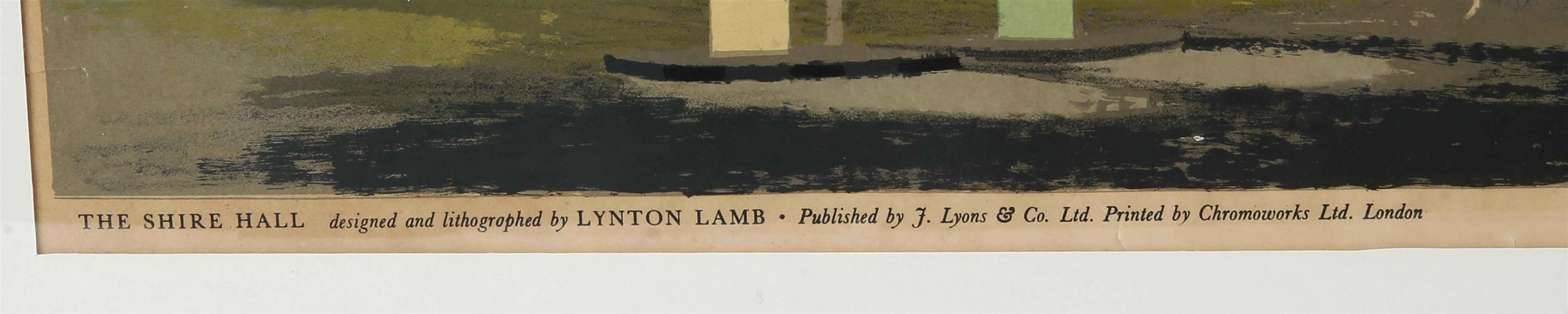 Lynton Lamb (British 1907-1977), The Shire Hall, colour lithograph, published by J. Lyons & Co Ltd, - Image 3 of 4