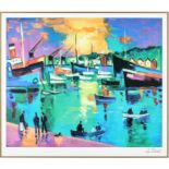 Jean-Claude Picot (French 1933-2020), Harbour scene, colour print, printed signature lower right,