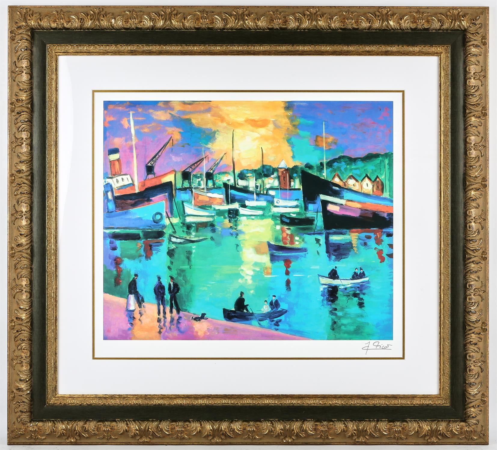 Jean-Claude Picot (French 1933-2020), Harbour scene, colour print, printed signature lower right, - Image 2 of 3