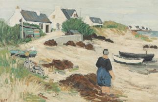 Ginette Rapp (1928-1998), Sieve de Larvoa, Bretagne, oil on canvas, signed lower left, 60 x 92cm.