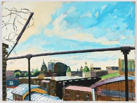 Roger Alsop (British 20th century), Roofscape near Tower Bridge; Roofscape near St Pauls, two,