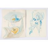 Birgit Skiold (Swedish1923-1982), a group of four works, three gouache, one crayon, unsigned,