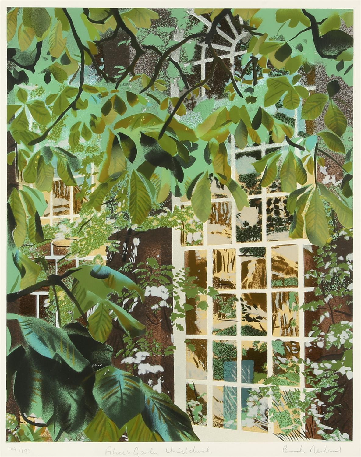 Brendan Neiland (British b.1941), Alice's Garden, Christcurch, colour lithograph,