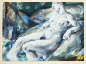 Lin Jammet (1958-2017), Reclining nude, watercolour and gouache over pencil, signed and dated '91,