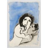 Kip Gresham (b.1951), lovers, watercolour, signed and dated '87 lower left, 57 x 38cm. Unframed