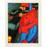 Christopher Battye (British, b. 1942), 'Waiting for the Night Bus', lithograph in colours,