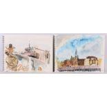 Roger Alsop (British 20th century), A group of five sketch books, containing watercolours of