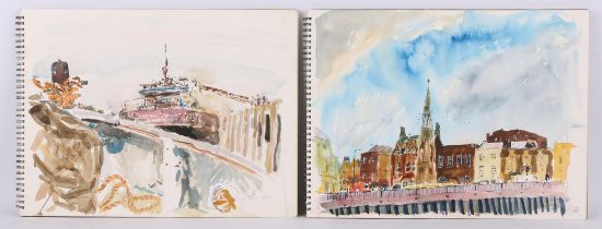 Roger Alsop (British 20th century), A group of five sketch books, containing watercolours of