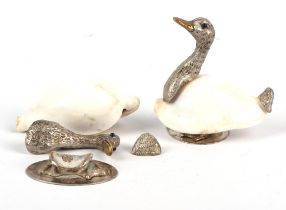 Gabrille Binazzi (Italian, Contemporary), a pair of white metal and cowrie shell geese,