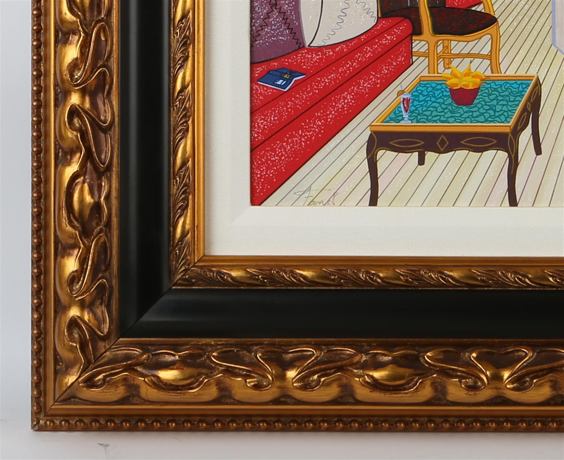 Fanch Ledan (b.1949), Interior with three masterpieces, serigraph on canvas, numbered on reverse, - Image 3 of 4