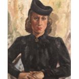 Olwyn Tookey (Irish, 1910-1955), Portrait of a lady in black, oil on canvas, 54 x 44cm. Framed