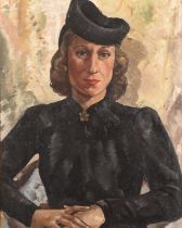 Olwyn Tookey (Irish, 1910-1955), Portrait of a lady in black, oil on canvas, 54 x 44cm. Framed