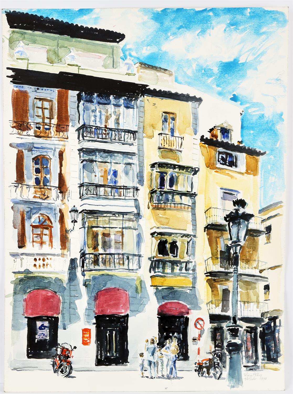 Roger Alsop (British 20th century), Continental street scenes, three watercolours, - Image 2 of 2