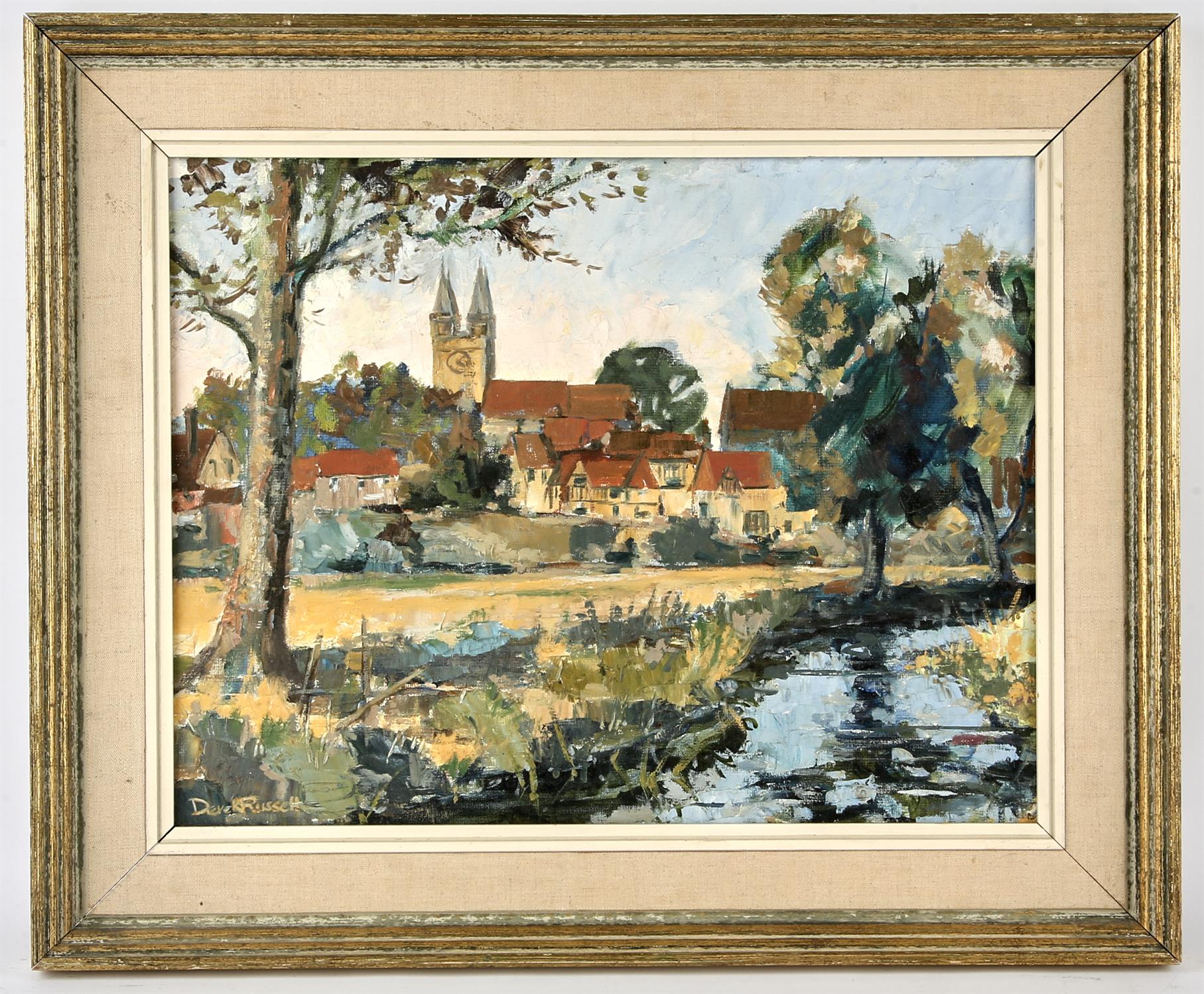 Derek Russell (British 20th century), Penshurst, oil on canvasboard, signed lower left, 35 x 44cm. - Image 2 of 4