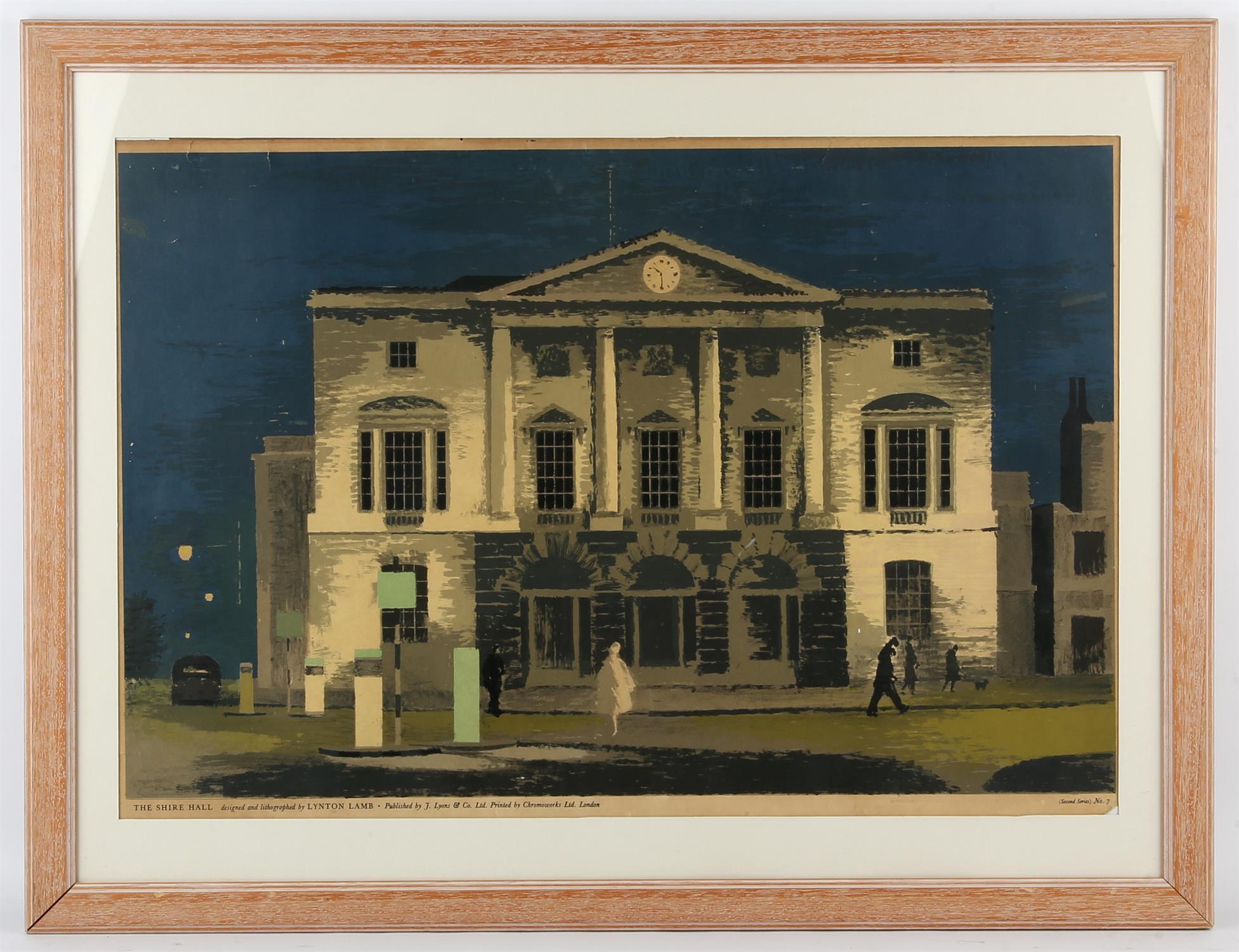 Lynton Lamb (British 1907-1977), The Shire Hall, colour lithograph, published by J. Lyons & Co Ltd, - Image 2 of 4