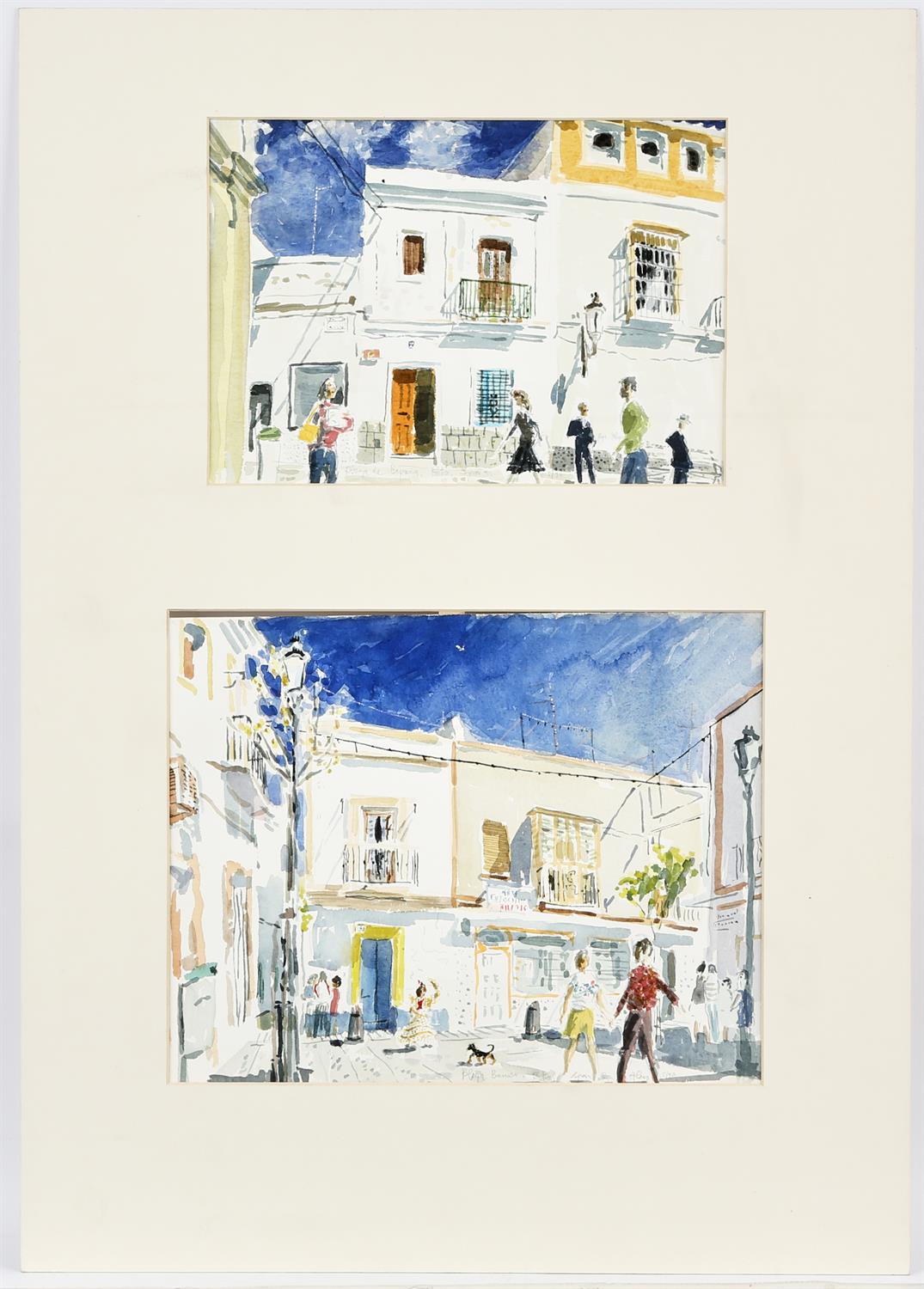 Roger Alsop (British 20th century), Continental street scenes, three watercolours,
