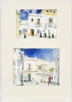 Roger Alsop (British 20th century), Continental street scenes, three watercolours,