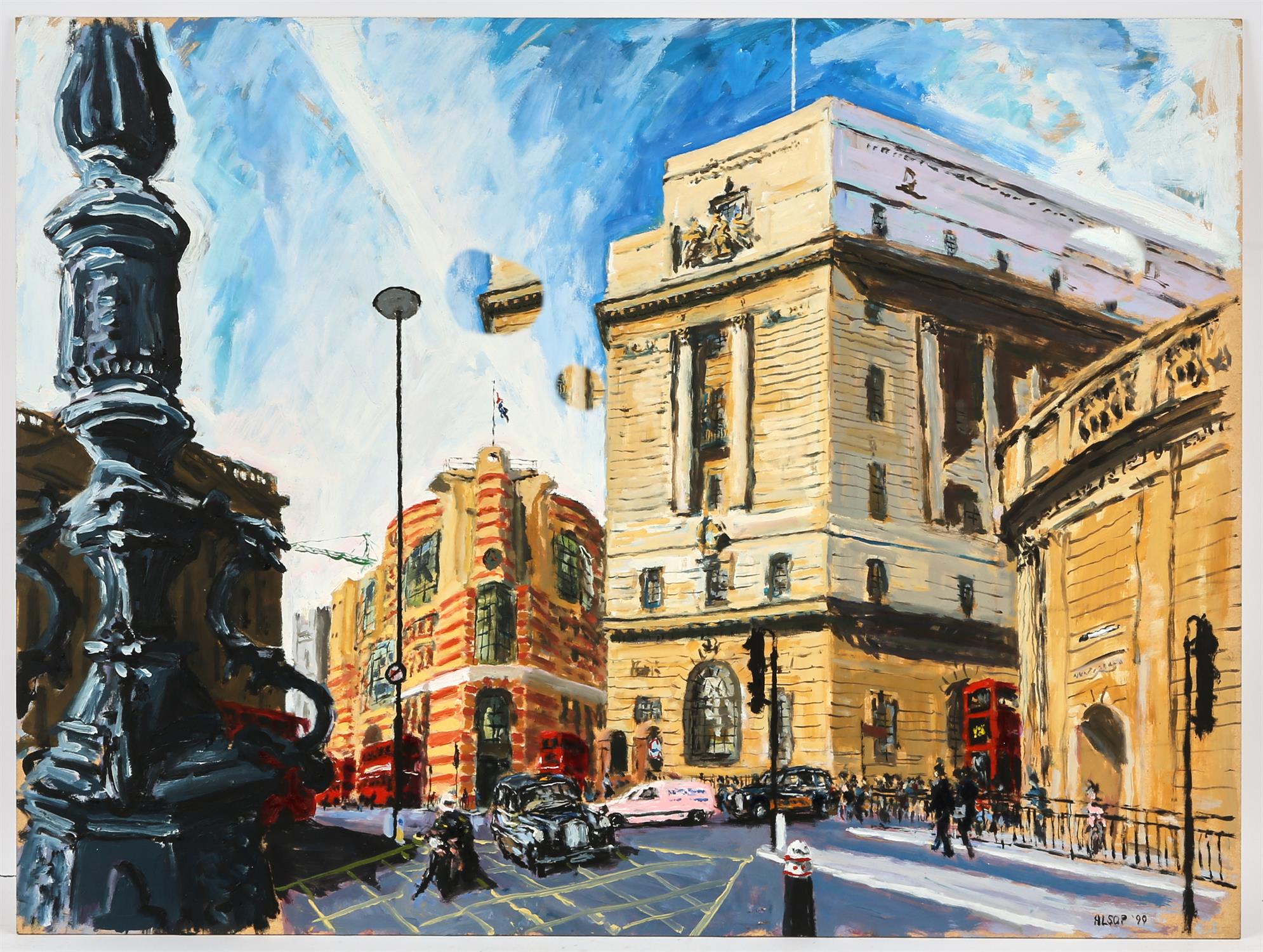 Roger Alsop (British 20th century), Bucklebury House, Piccadilly; Piccadilly Circus, two, - Image 2 of 2
