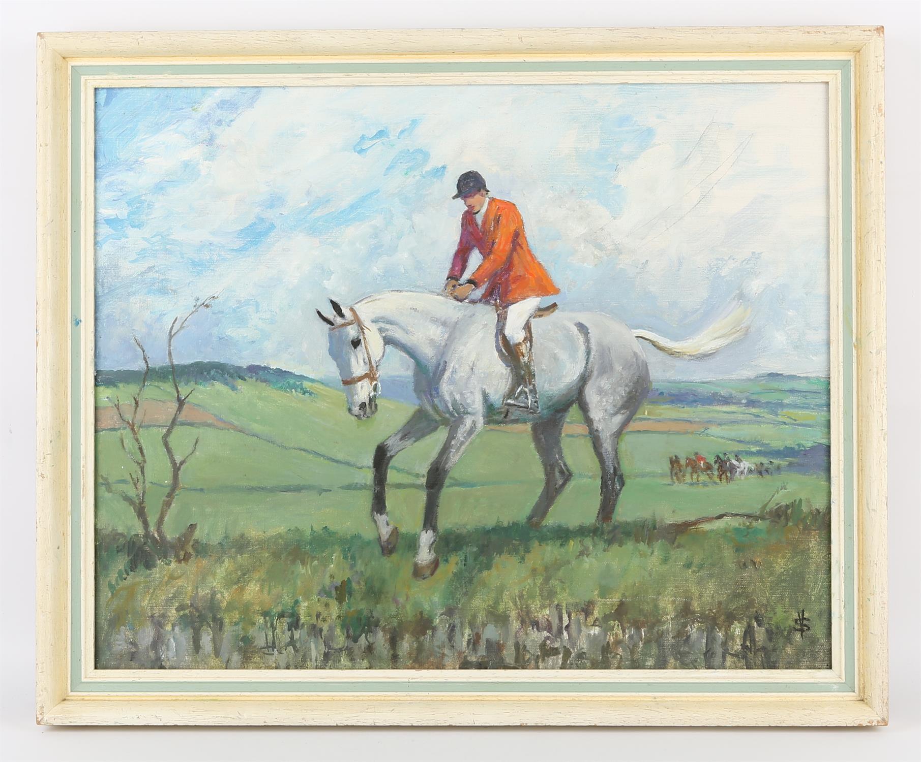 Violet Skinner (Irish 20th century), Huntsman on horseback; 'Silver Ray'; Brendon, Exmoor,