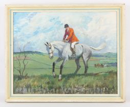 Violet Skinner (Irish 20th century), Huntsman on horseback; 'Silver Ray'; Brendon, Exmoor,