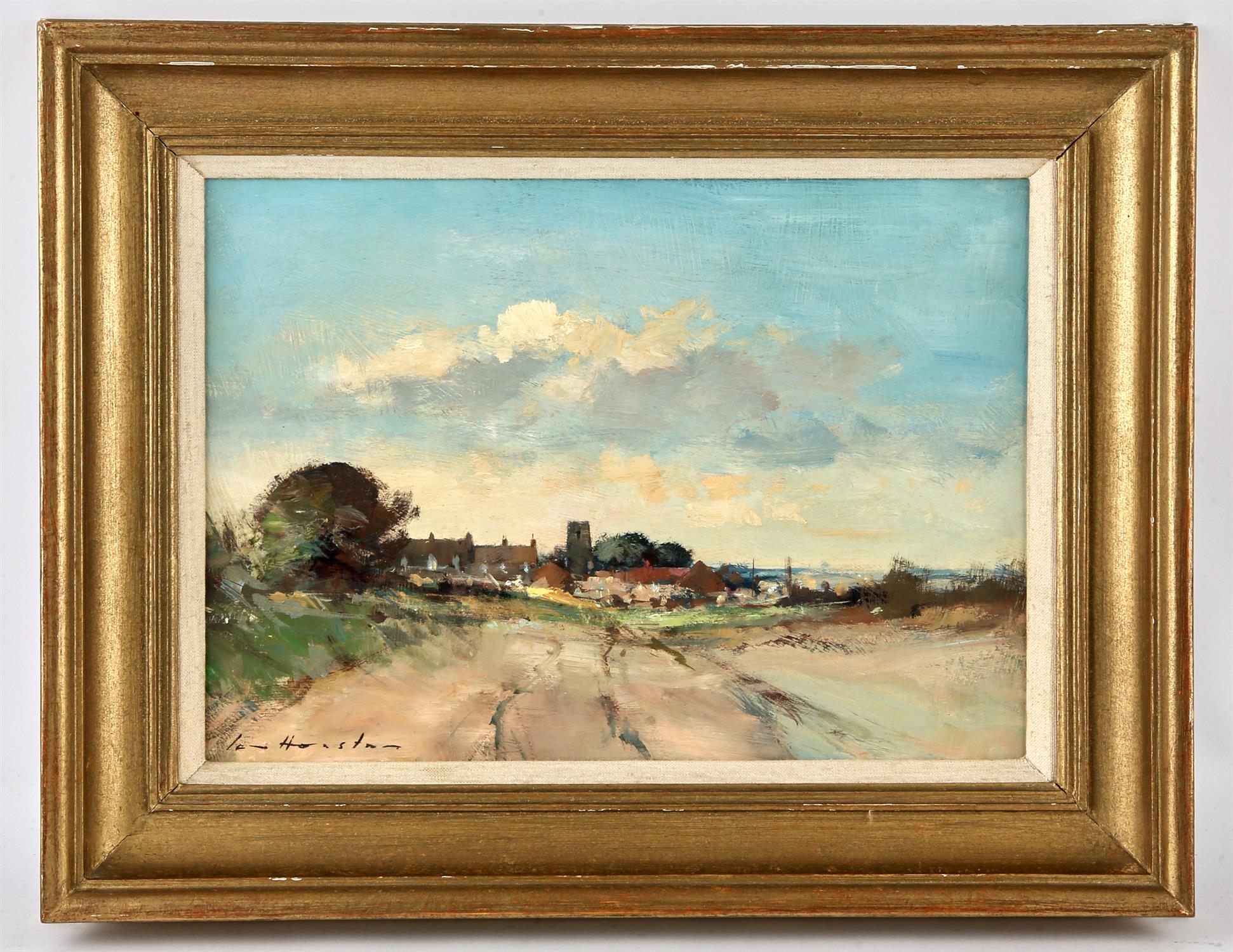 § Ian Houston (British 1934-2021). A Norfolk Village late summer, oil on board, signed lower left, - Image 2 of 4