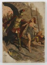 § Terence Cuneo (British 1907-1996). A Roman centurion seizing a maiden, oil on board,