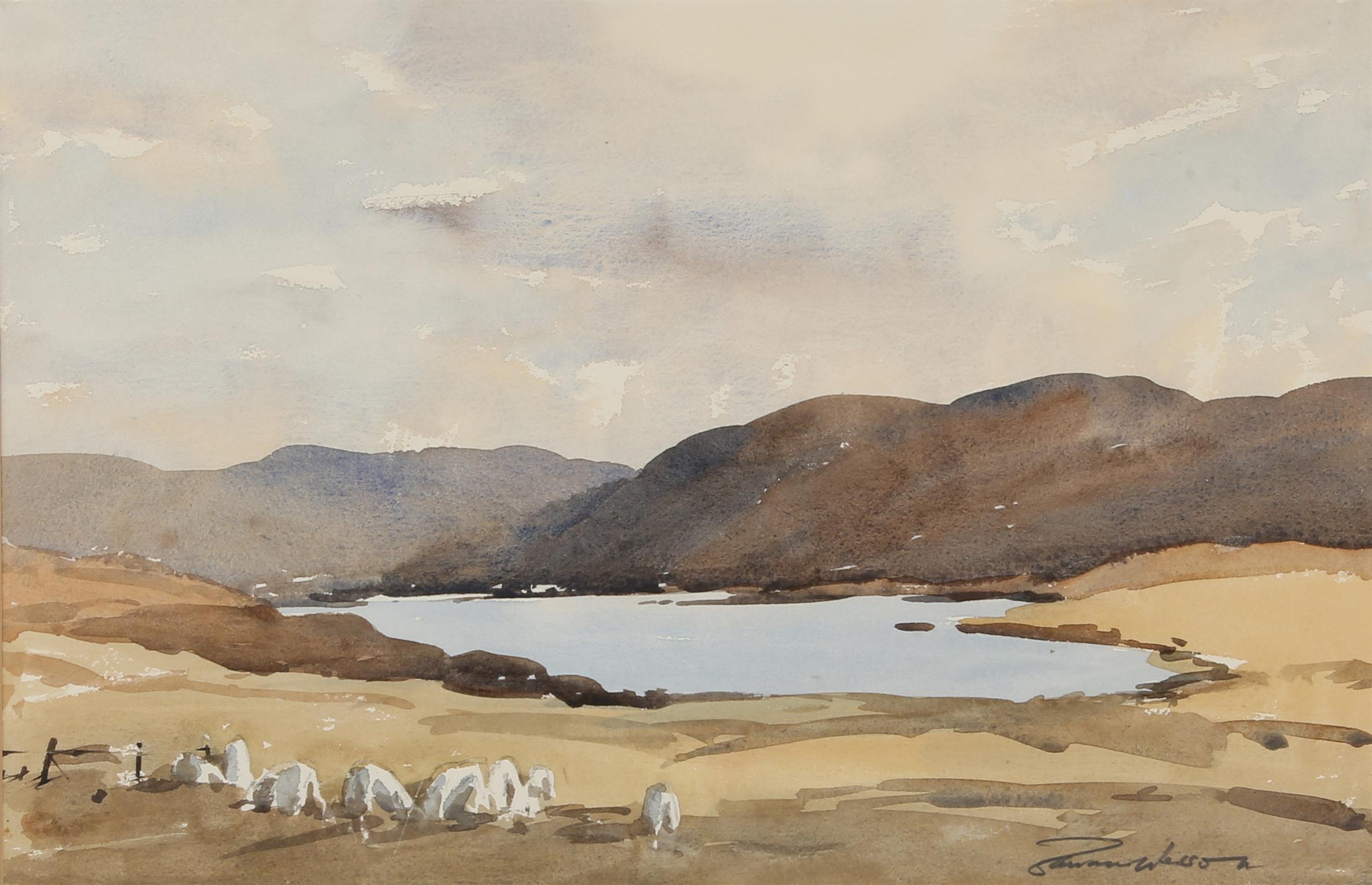 Edward Wesson (British 1910/1983), Lake landscape, watercolour, signed lower right, 32 x 49cm.
