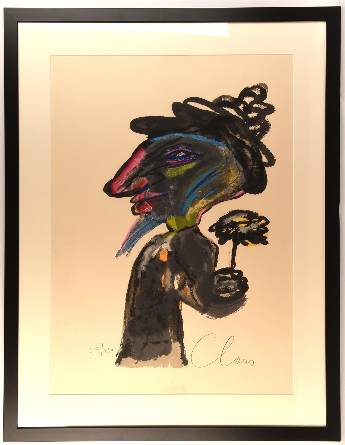 Hugo Claus (1929 – 2008) 'Clown', colour lithograph, signed lower right and numbered 232/250 lower - Image 2 of 3
