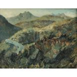 Herbert William Wright (20th century), Snowdon from Gylder Fach, oil on canvas,signed lower left,