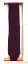 HERMES boxed purple silk tie