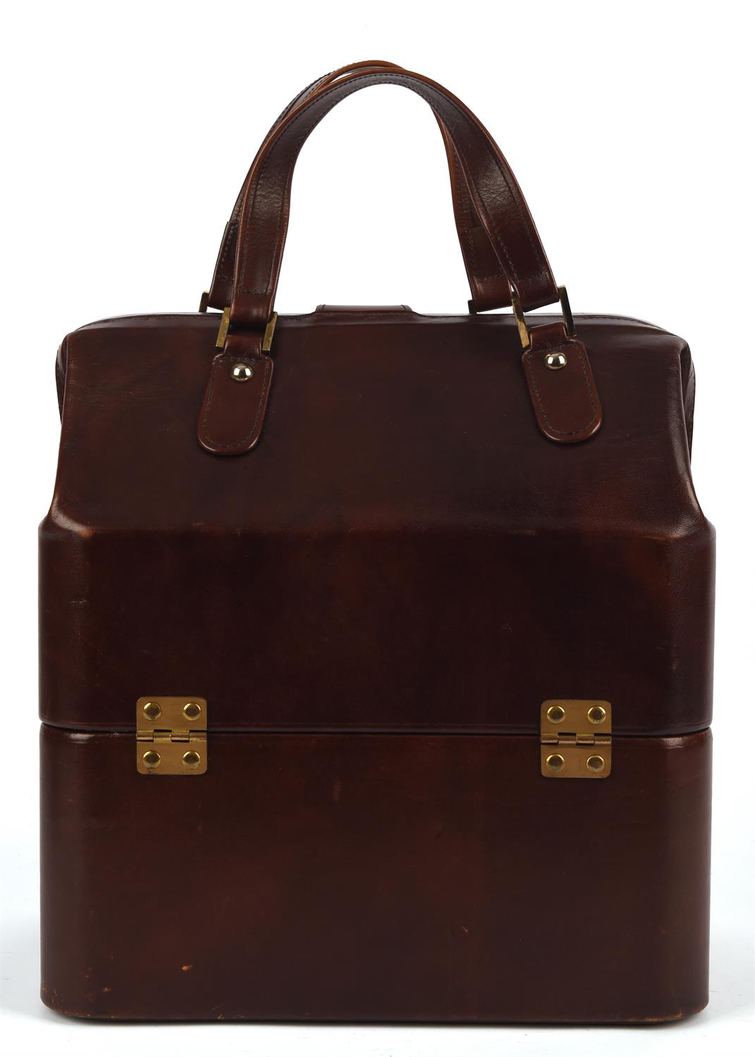 ASPREY quality brown leather Gladstone style vintage travel case with brass hardware and keys (36cm - Image 7 of 8