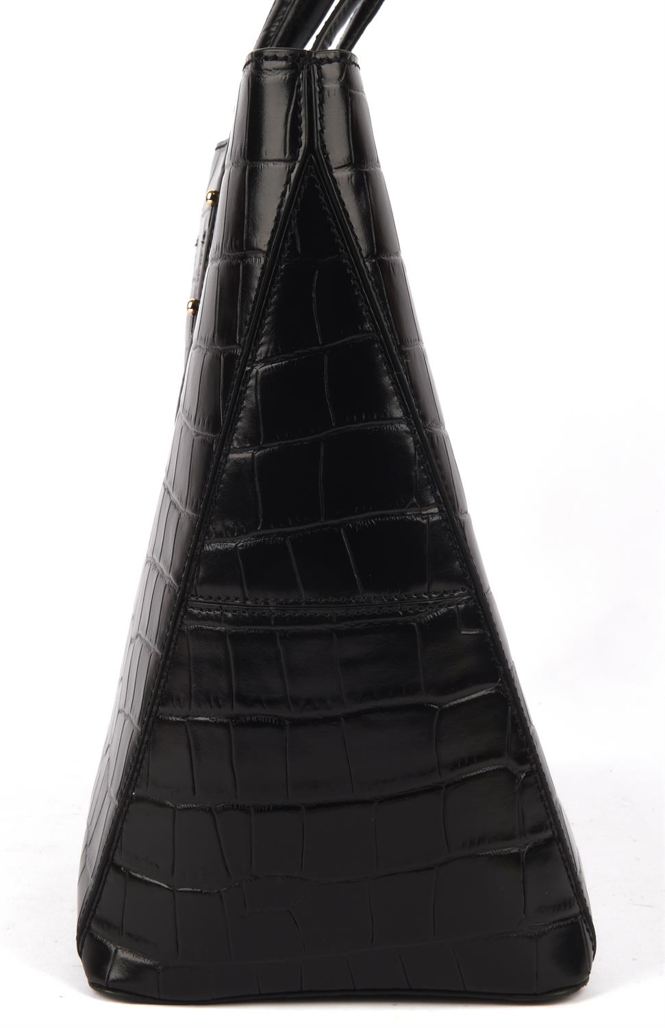 ASPINAL of LONDON unused REGENT deep shine black croc embossed tote handbag with integral zipped - Image 4 of 8