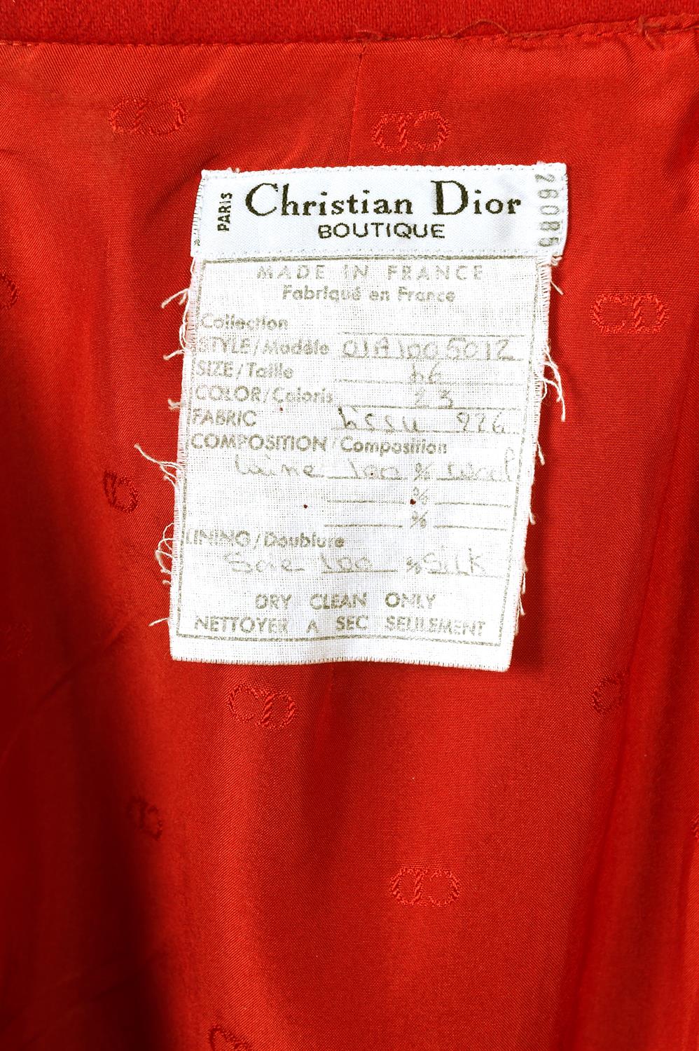 CHRSTIAN DIOR Two wool skirts- One red 1980s pencil skirt and one black 1990s skirt with pleats. - Image 9 of 9