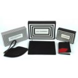 LULU GUINNESS boxed black glitter clutch bag with lipstick charm with paperwork * LULU GUINNESS