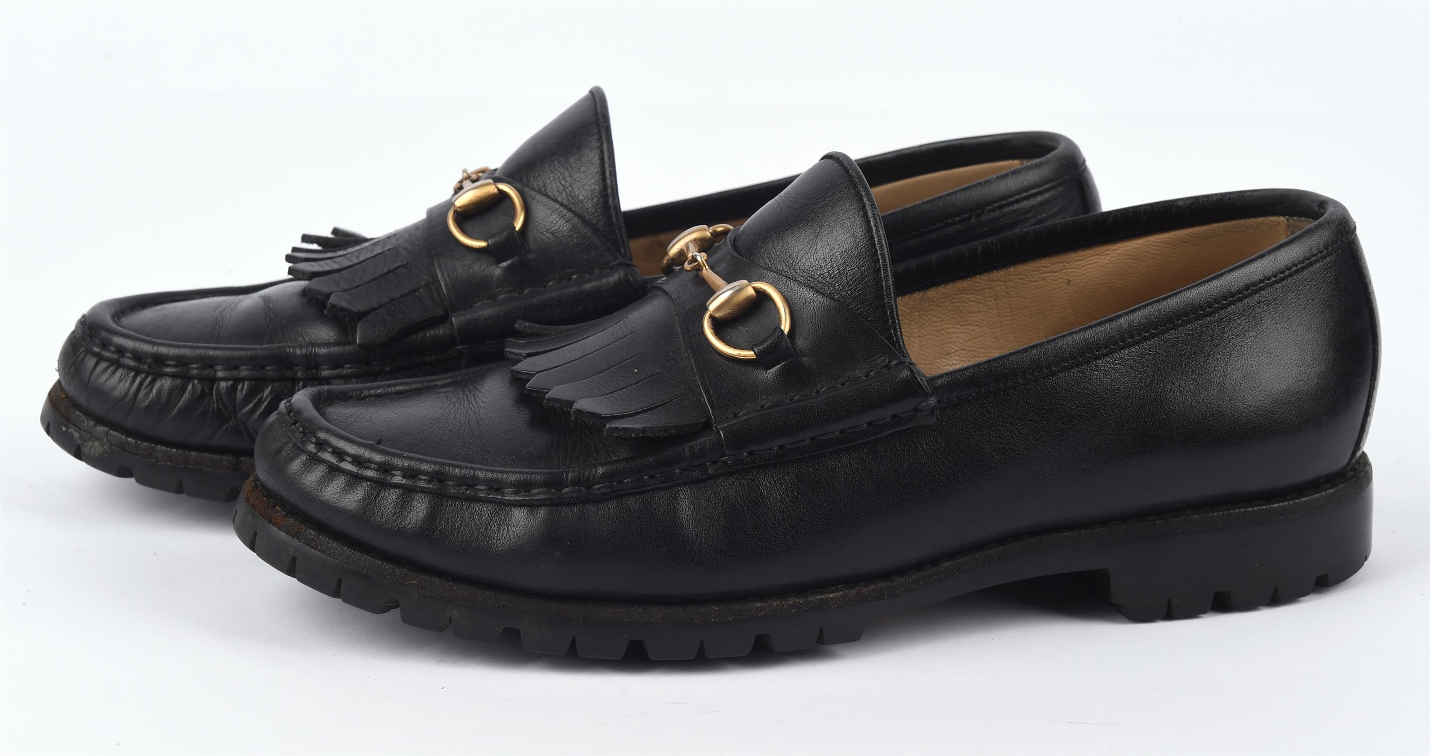 GUCCI ladies moccasin gold-tone fringed horse-bit snaffle loafers in black calf leather UK5 EU38 - Image 3 of 3