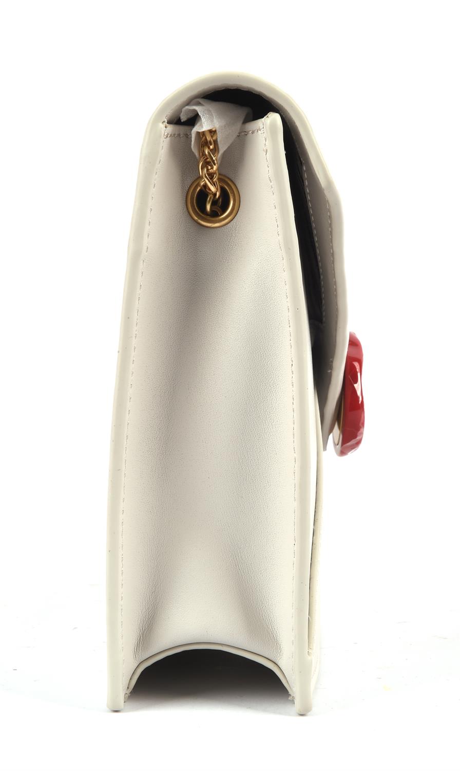 LULU GUINNESS dove-grey envelope clutch bag with long gold coloured chain unused with label and - Image 4 of 6
