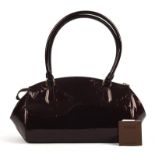 LOUIS VUITTON Burgundy Sherwood monogram Vernis varnished calf leather handbag (27cm x 19cm x 12cm)